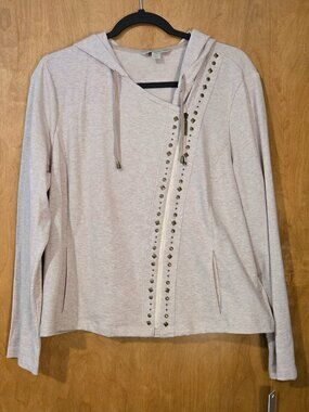 Laura Ashley NWT Tuscan Villa Side zip hooded cardigan pockets Size Petite XL